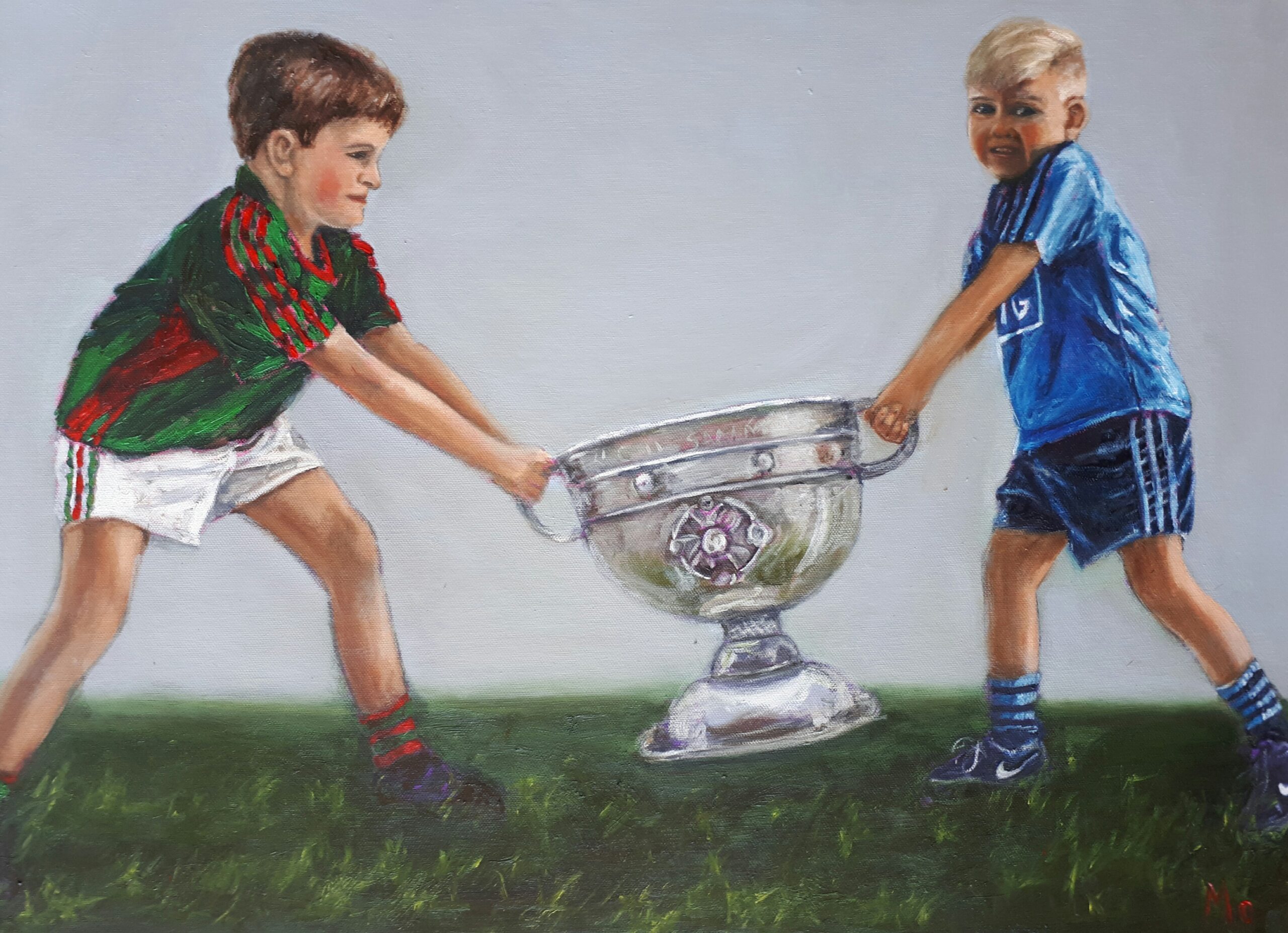 Dublin and Mayo boys fighting over the Sam Maguire