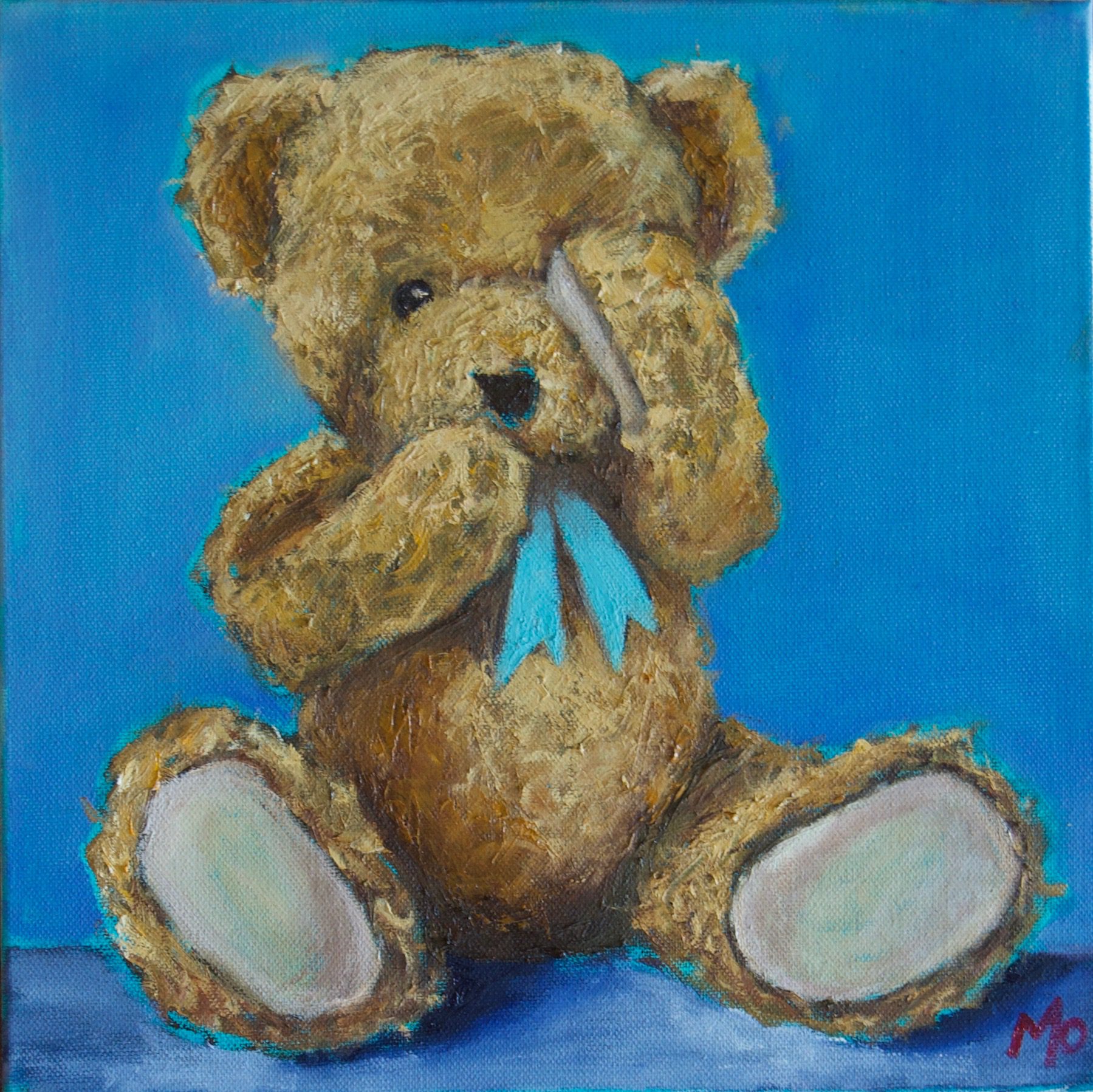 Teddy Bear with paw over one eye