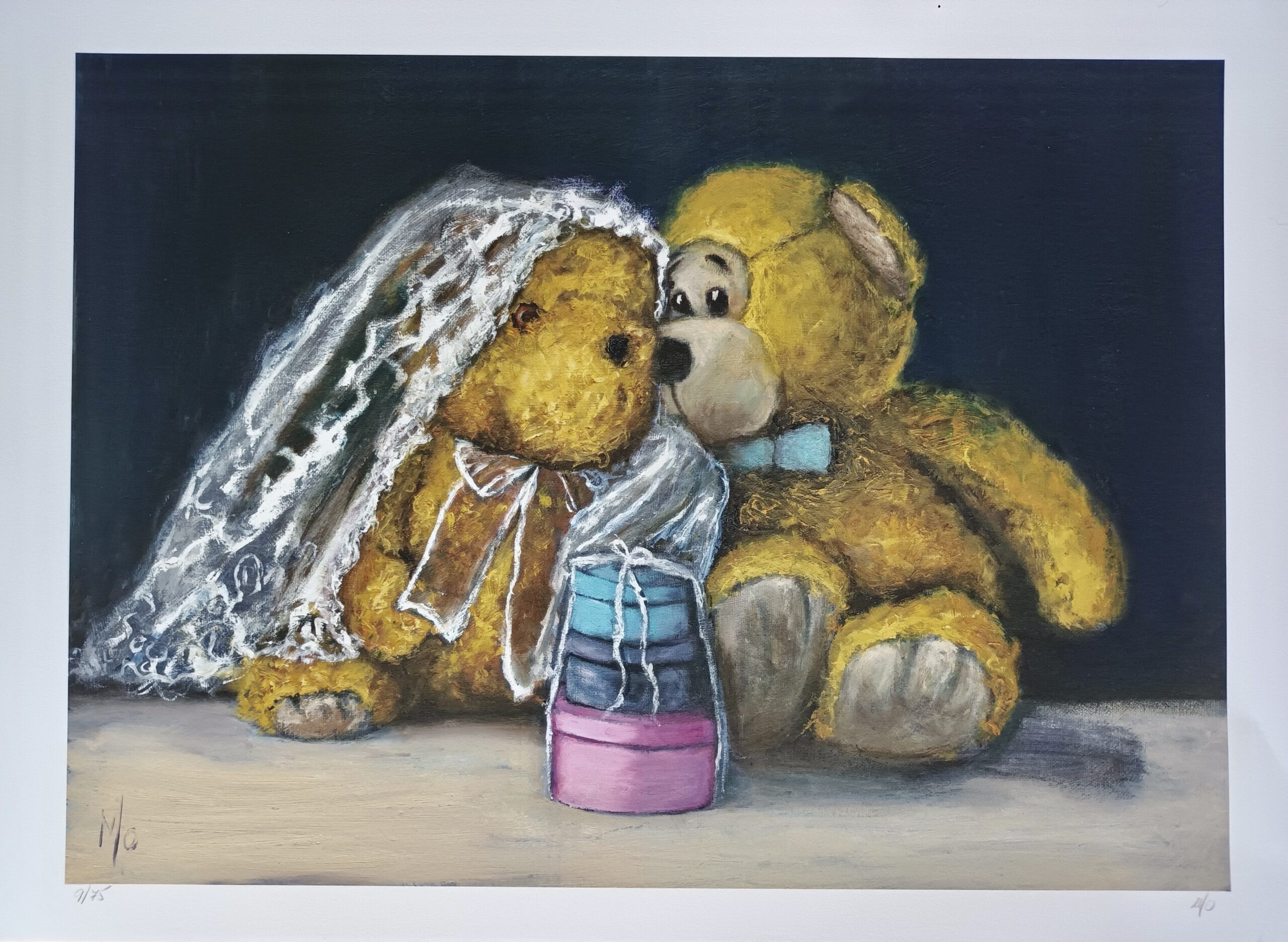 Two teddy Bears dressed up as the Bride and Groom Irish Art Irish gifts