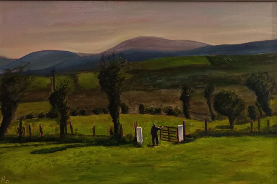 Original Irish Art Farmer standing at the gate surveying his land